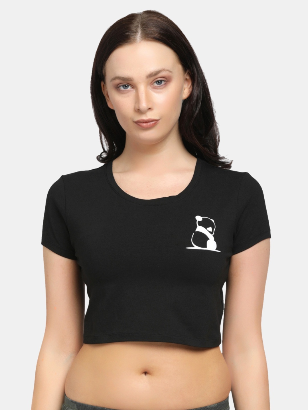 

Lovable Sport Round Neck Cotton Crop Top, Black