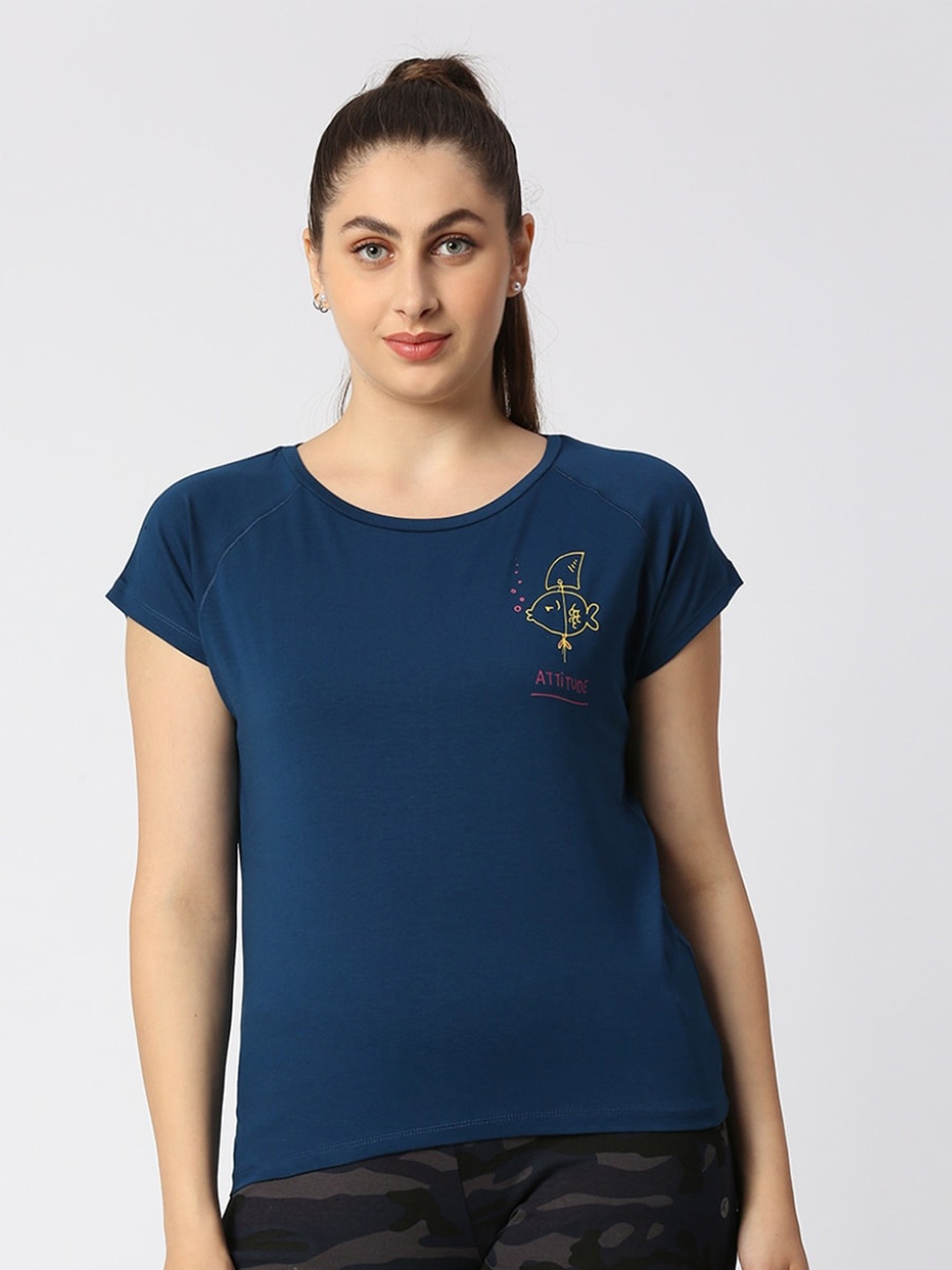 

Lovable Sport Round Neck Raglan Sleeves Relaxed Fit T-shirt, Blue