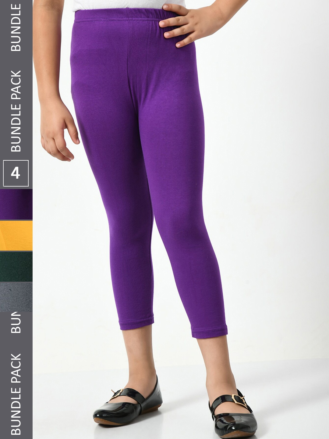 

BAESD Girls Pack Of 4 Skinny Fit Mid Rise Capris, Purple