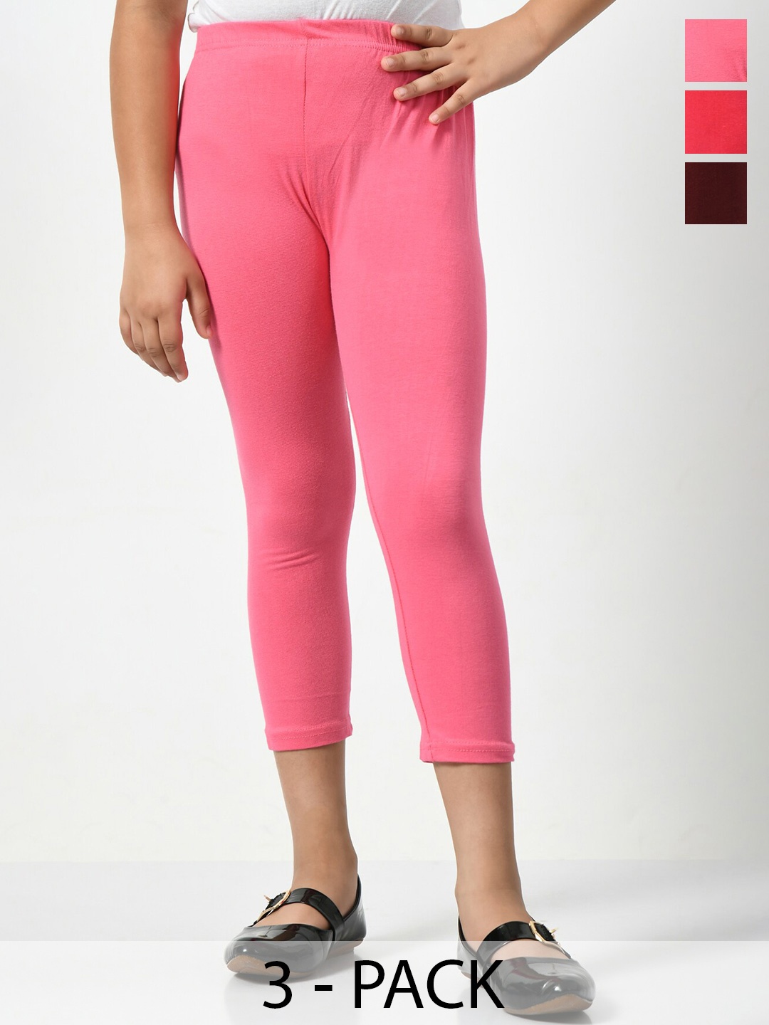 

BAESD Girls Pack Of 3 Mid-Rise Capris, Pink