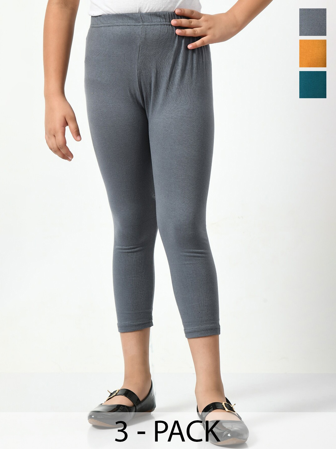 

BAESD Girls Pack Of 3 Mid-Rise Capris, Grey