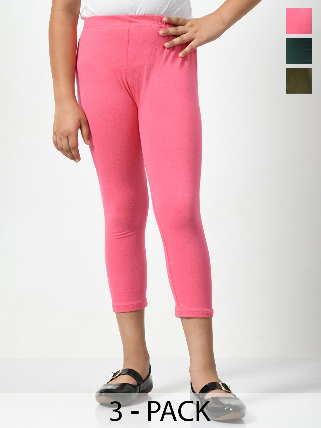 

BAESD Girls Pack of 3 Capris, Pink