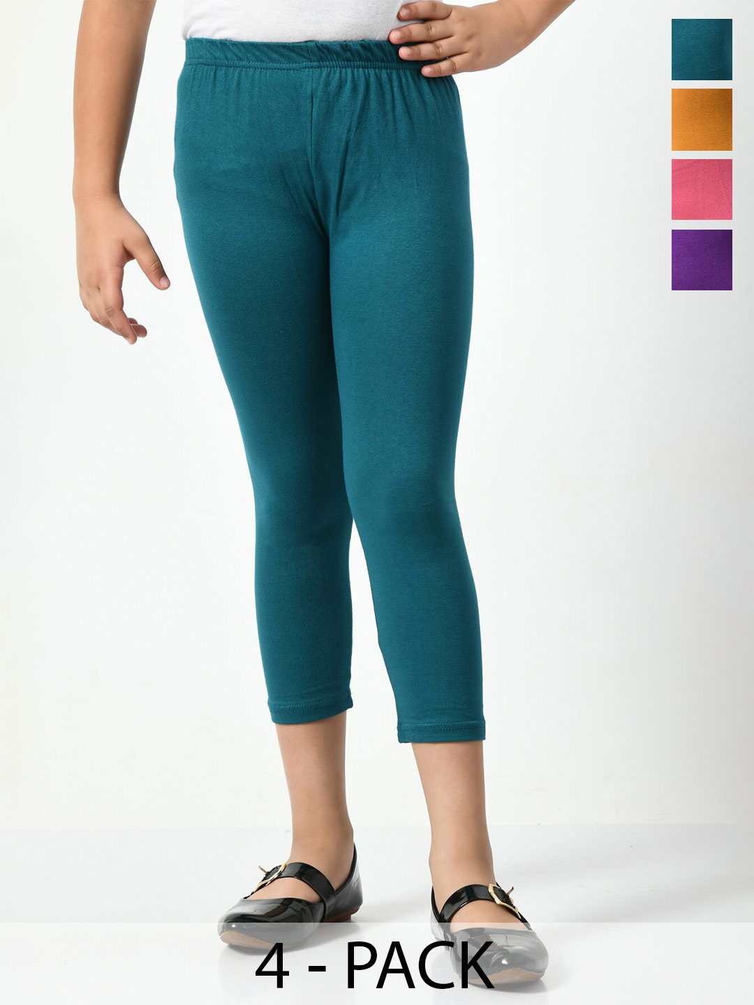 

BAESD Girls Pack of 4 Skinny Fit Capris, Green