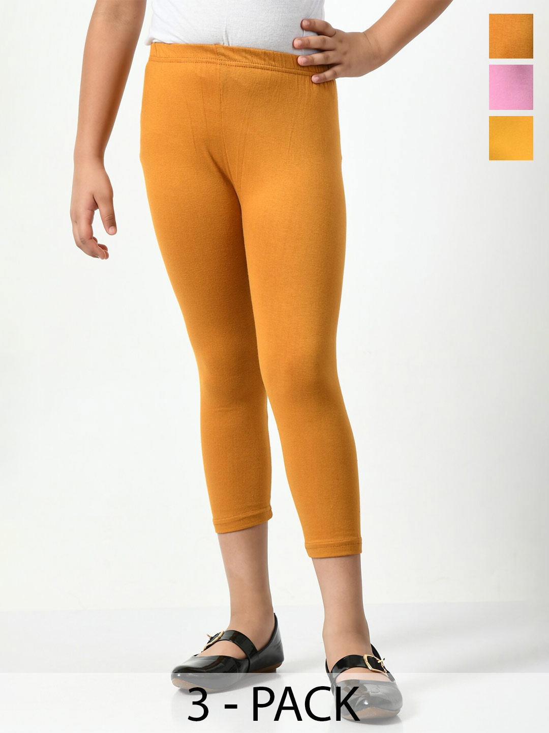 

BAESD Girls Pack Of 3 Mid-Rise Capris, Yellow