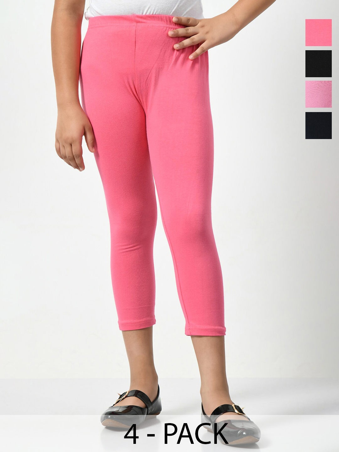 

BAESD Girls Pack Of 4 Mid-Rise Capris, Pink