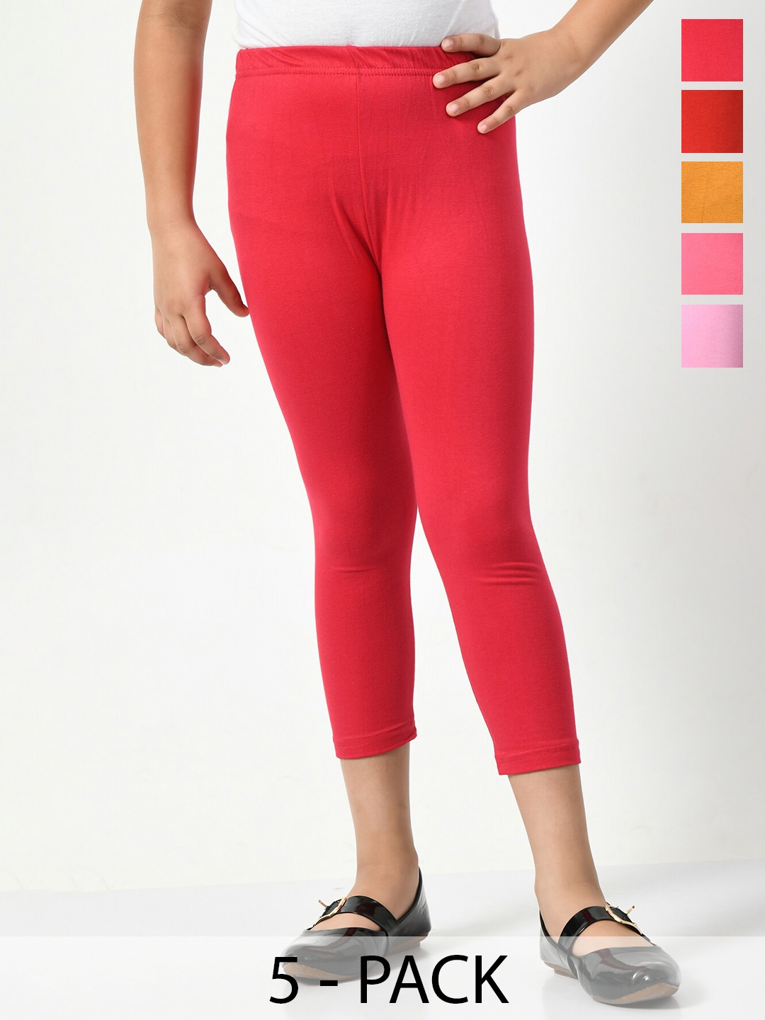 

BAESD Girls Pack Of 5 Mid-Rise Capris, Pink