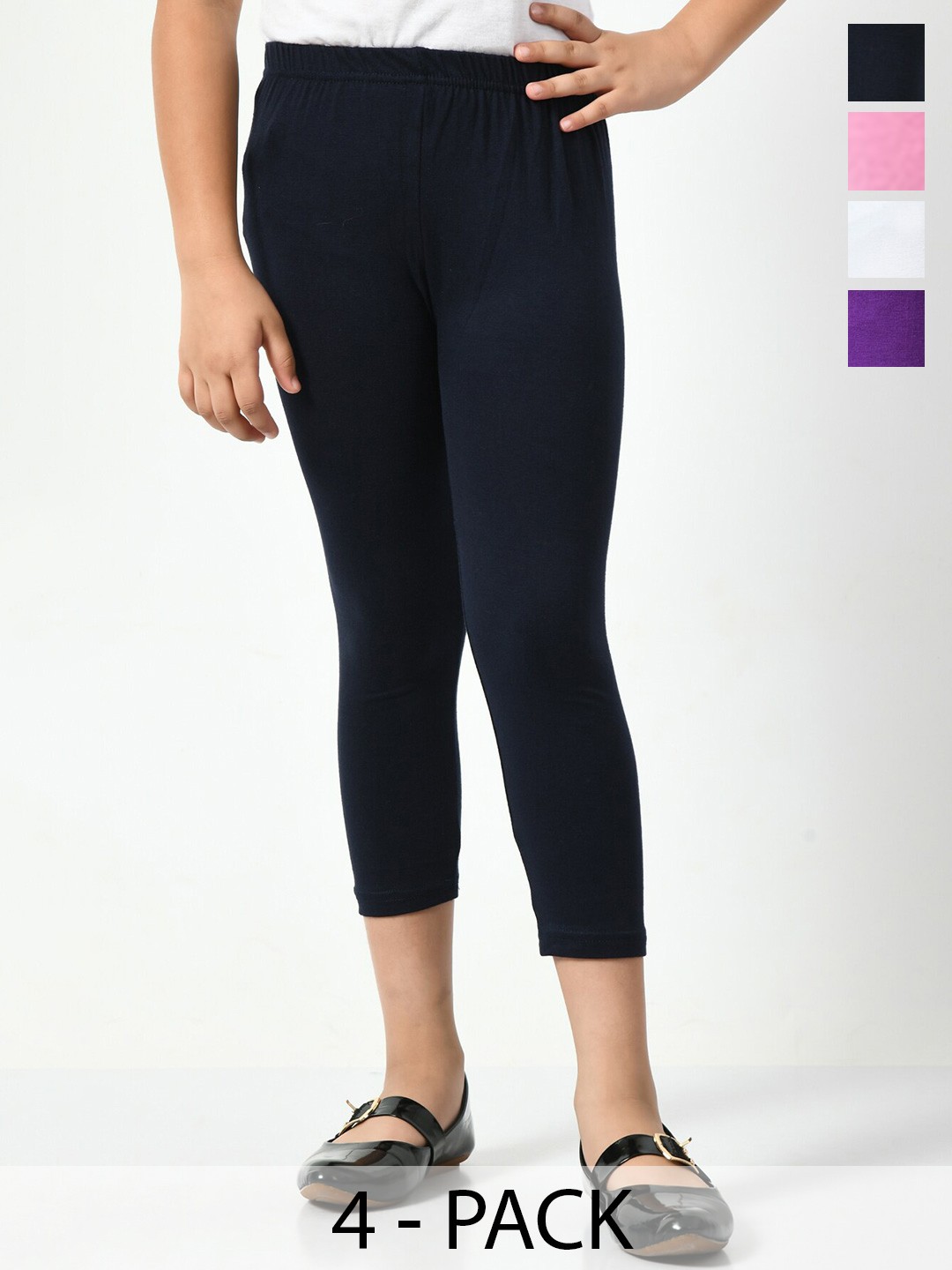

BAESD Girls Pack Of 4 Mid-Rise Capris, White