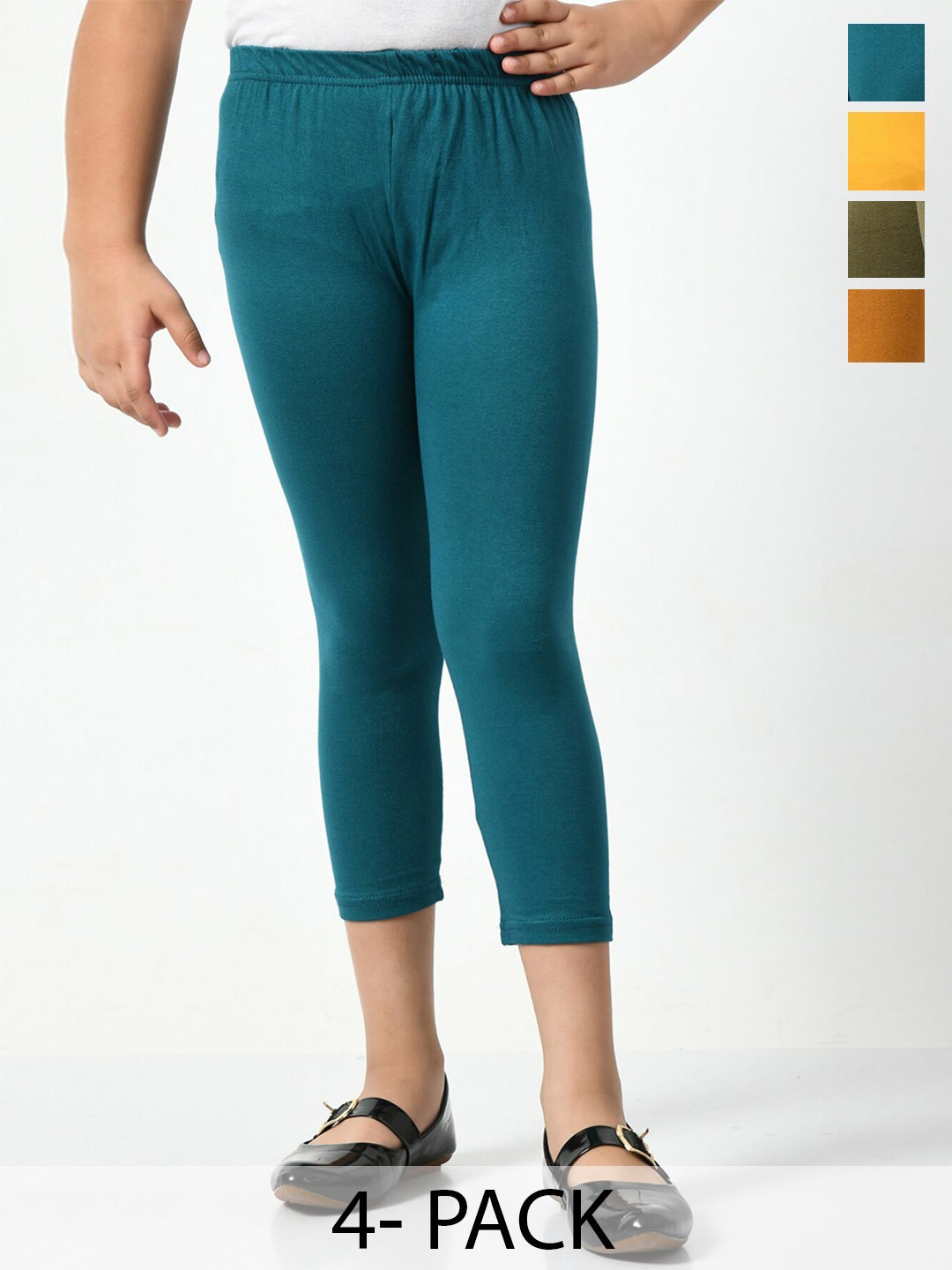 

BAESD Girls Pack Of 4 Mid-Rise Comfortable Capris, Teal