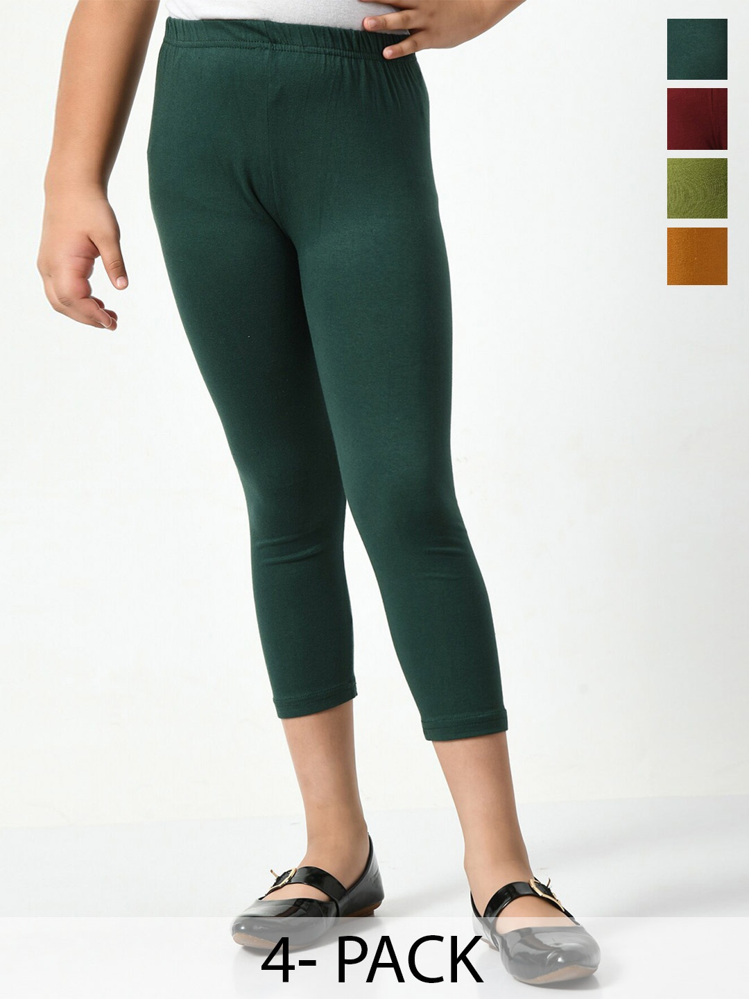 

BAESD Girls Pack Of 4 Skinny Fit Capris, Green