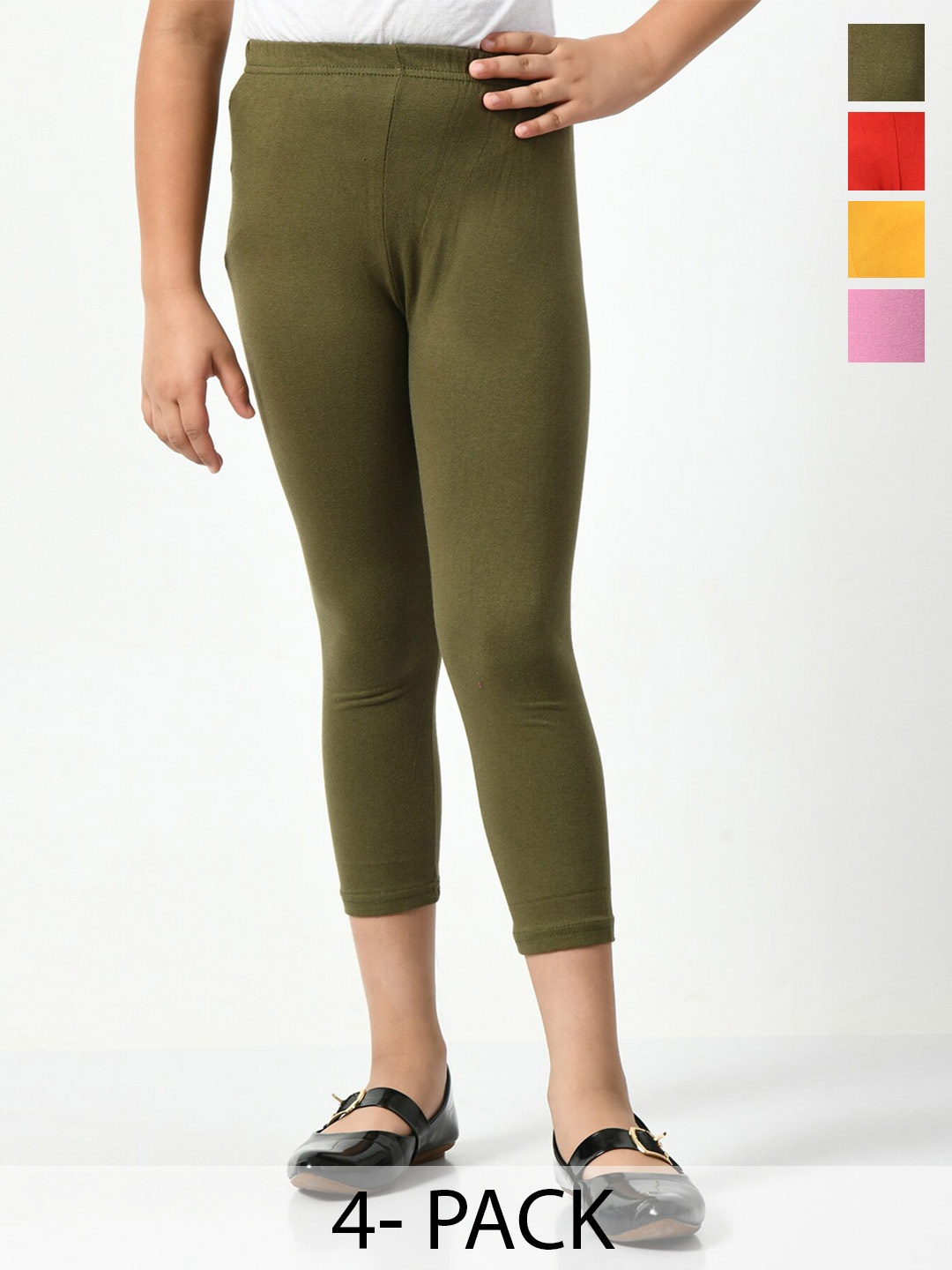 

BAESD Girls Pack Of 4 Mid-Rise Skinny Fit Capris, Yellow
