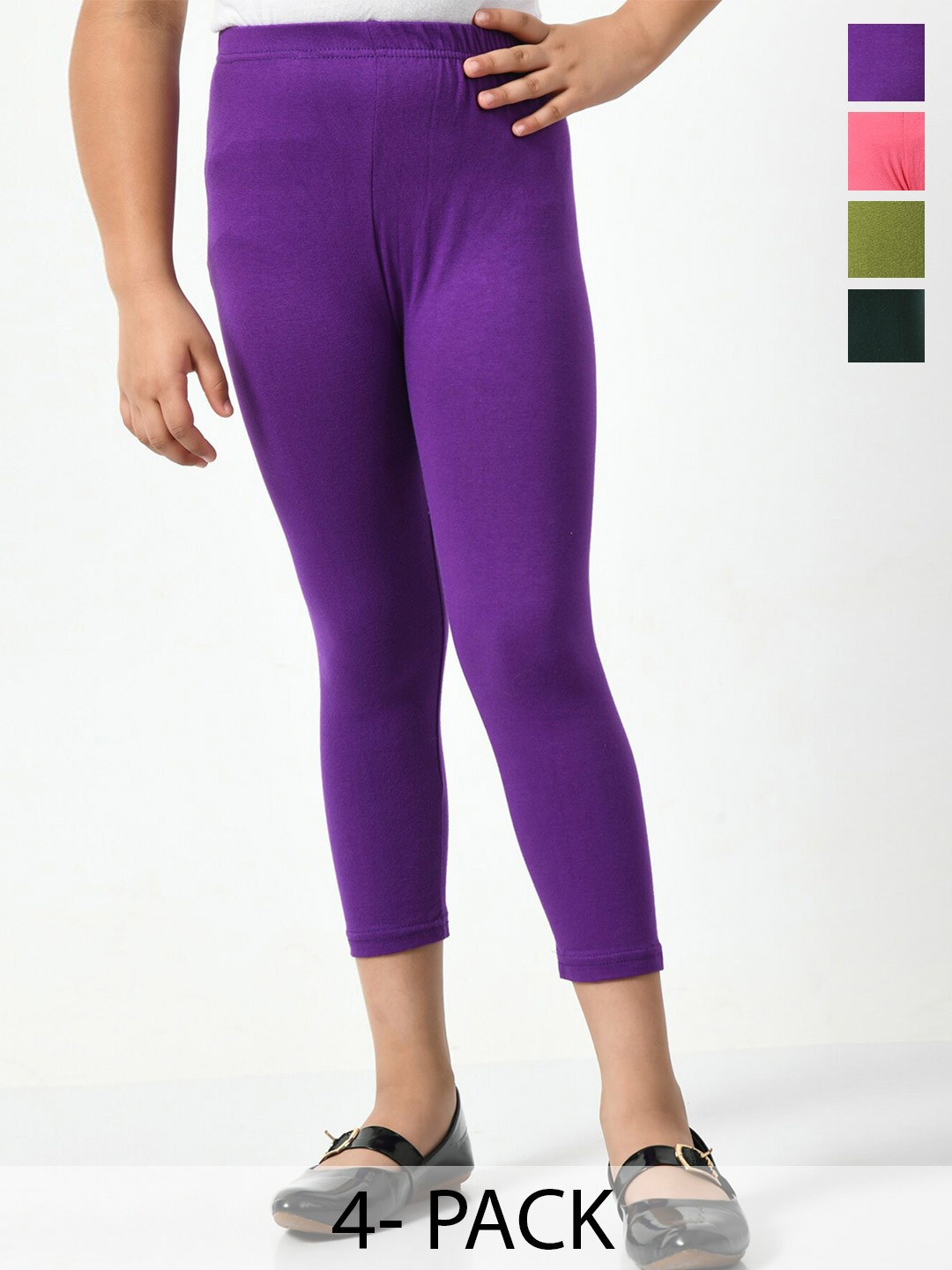 

BAESD Girls Pack Of 4 Mid-Rise Skinny Fit Capris, Green