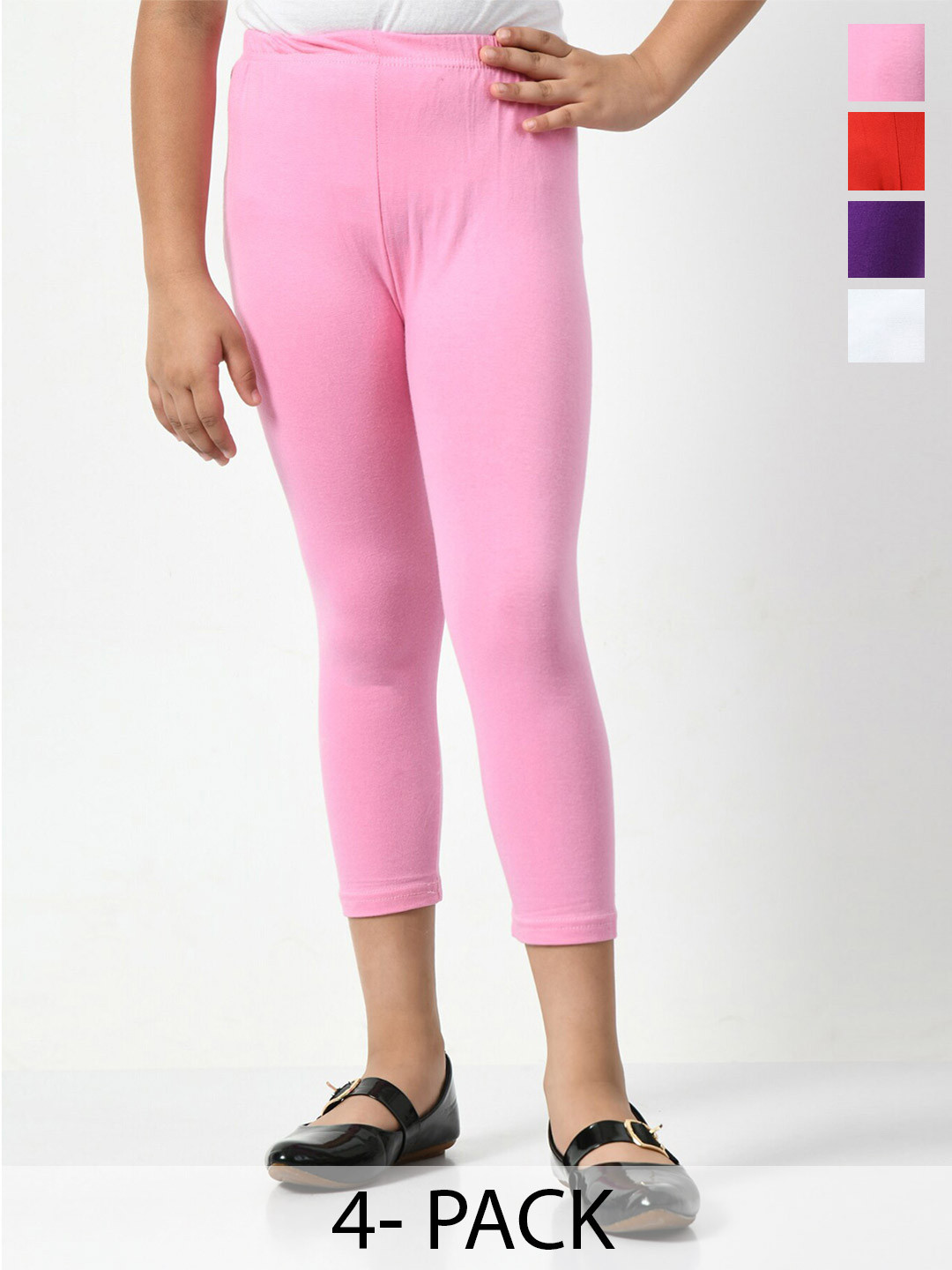 

BAESD Girls Pack Of 3 Mid-Rise Skinny Fit Capris, Pink