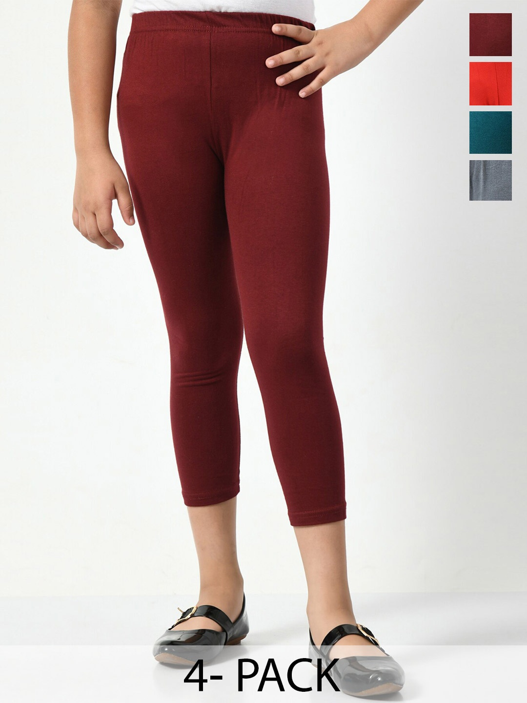 

BAESD Girls Pack Of 4 Mid-Rise Capris, Maroon