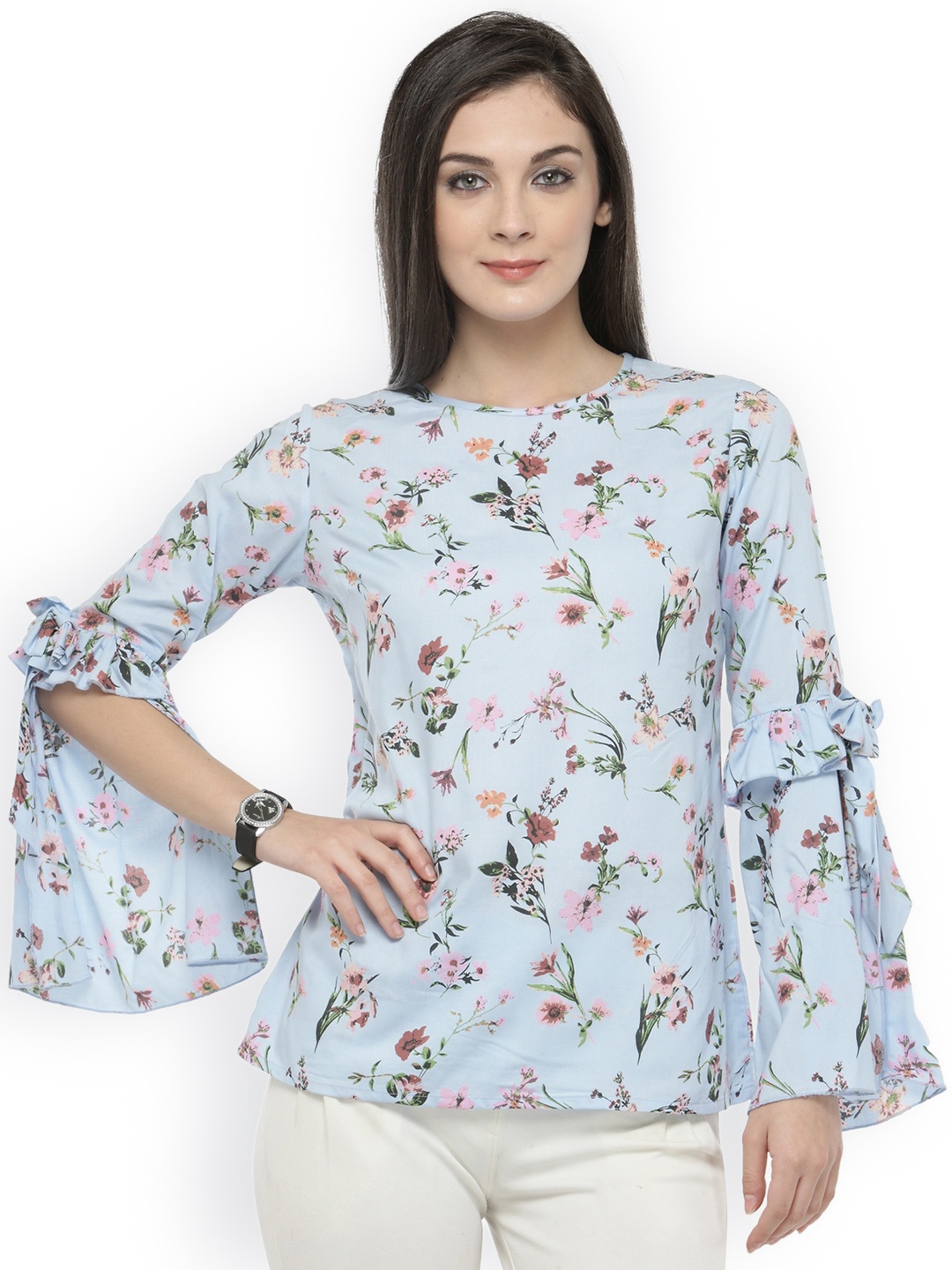 

plusS Women Blue Printed Top