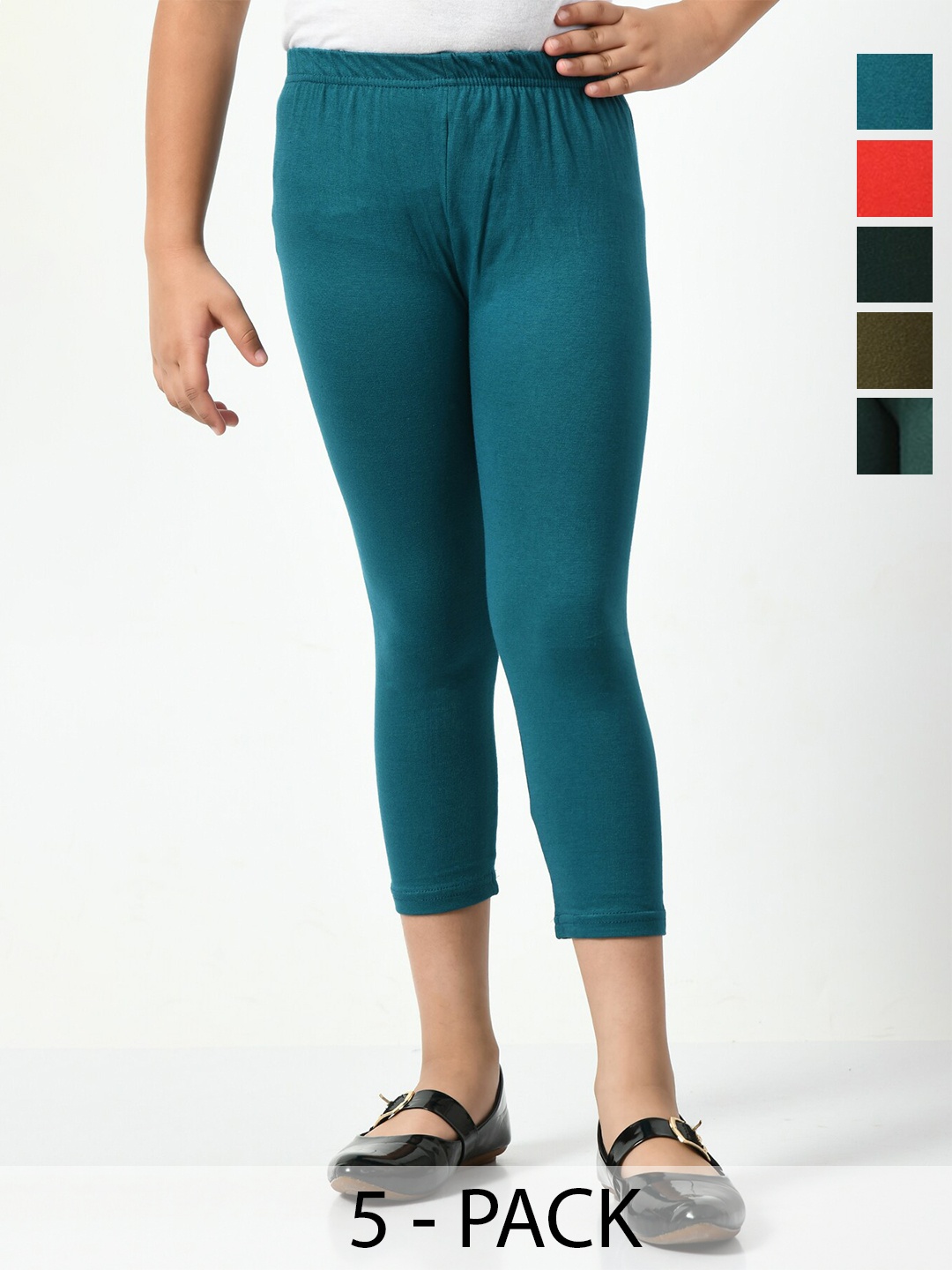 

BAESD Girls Pack Of 5 High Rise Capris, Green