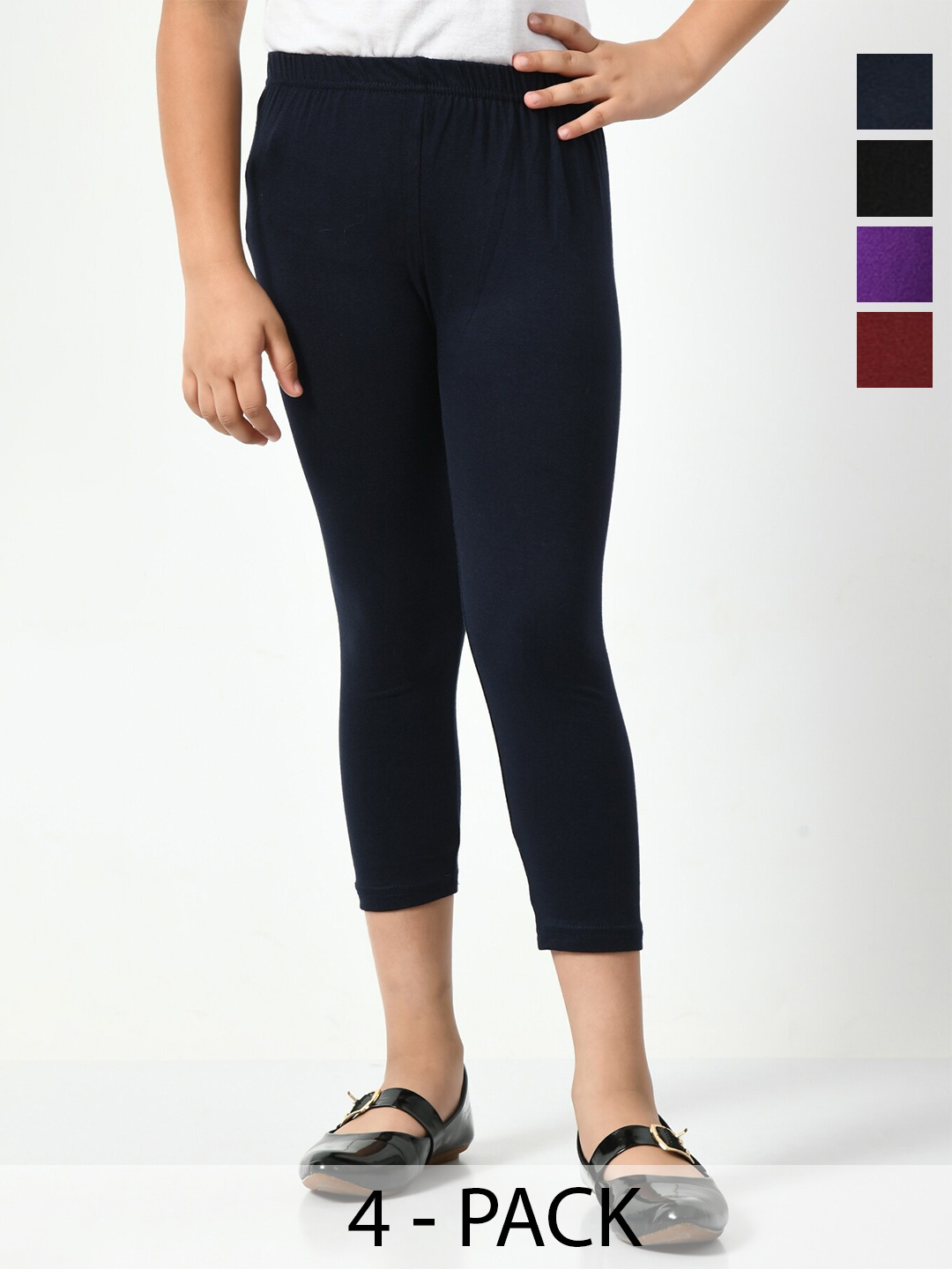 

BAESD Girls Pack Of 4 Mid-Rise Capris, Black