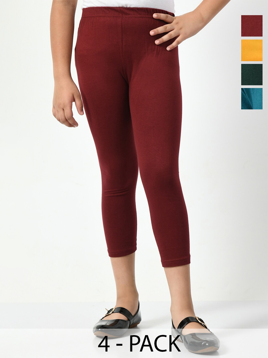 

BAESD Girls Pack Of 4 Mid-Rise Capris, Maroon