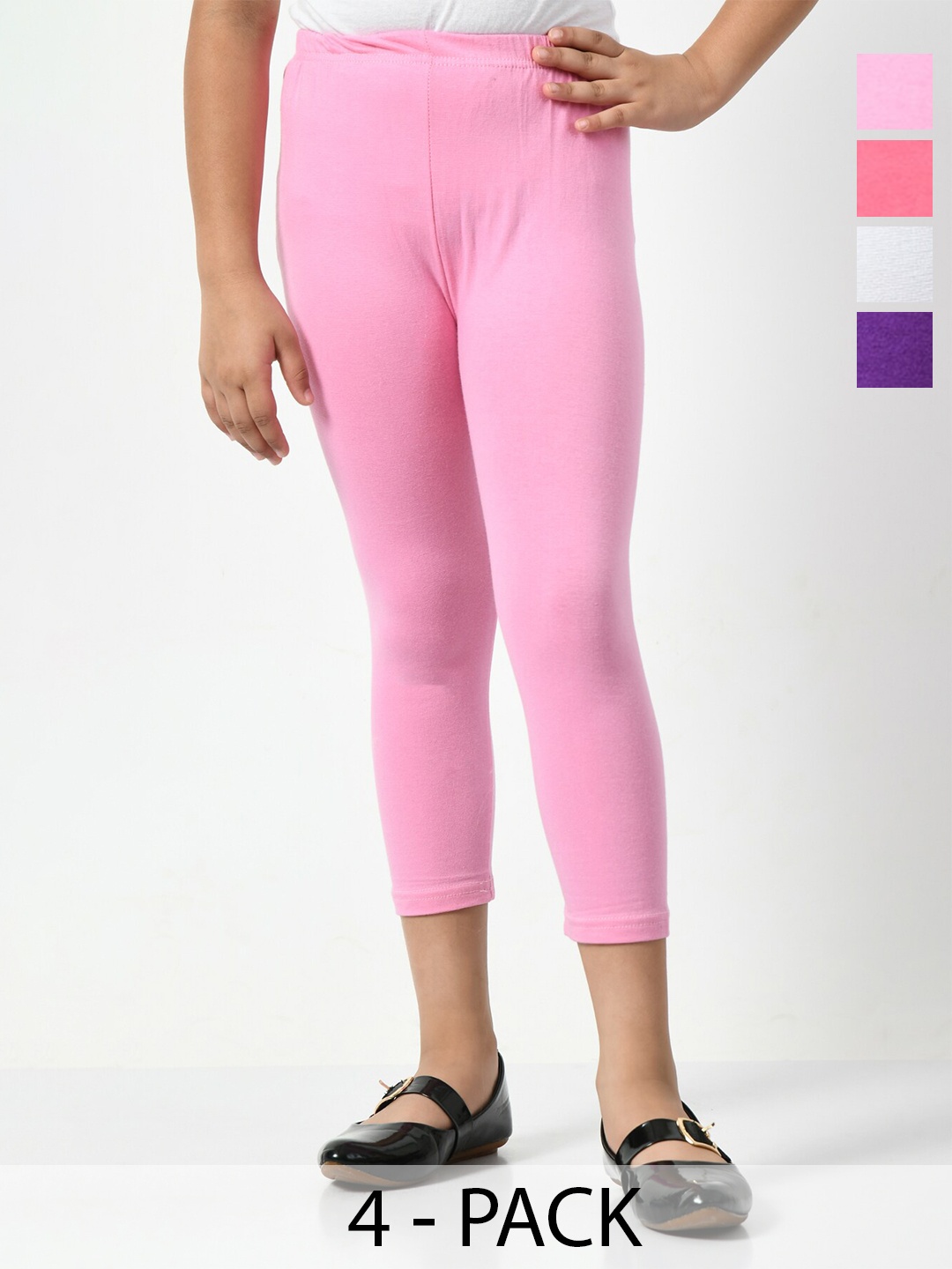 

BAESD Girls Pack Of 4 Mid-Rise Capris, Pink