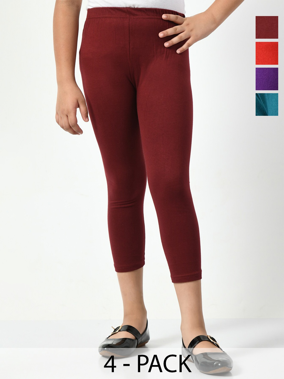 

BAESD Girls Pack Of 4 Mid-Rise Capris, Maroon