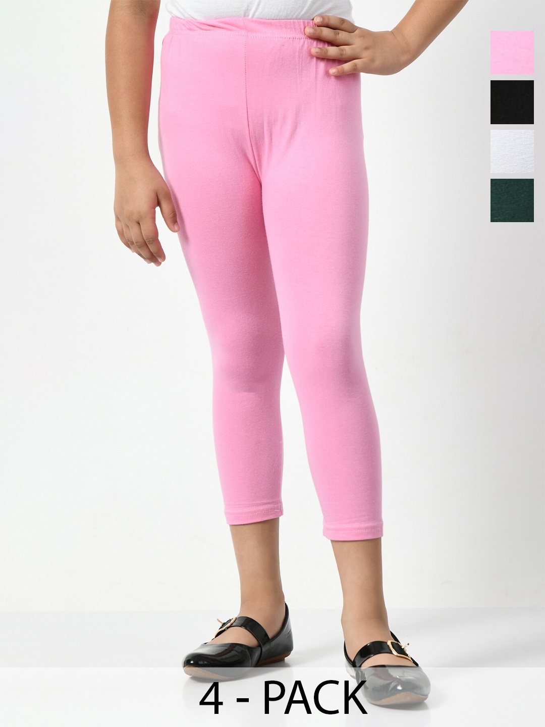 

BAESD Girls Pack Of 4 Skinny Fit Mid-Rise Comfortable Capris, Pink