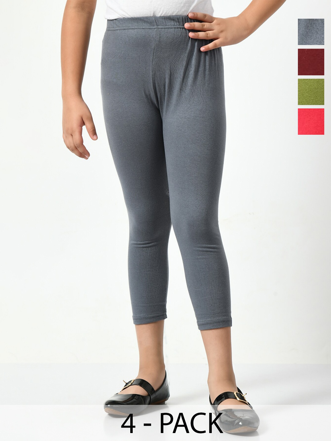 

BAESD Girls Pack Of 4 Mid-Rise Capris, Grey