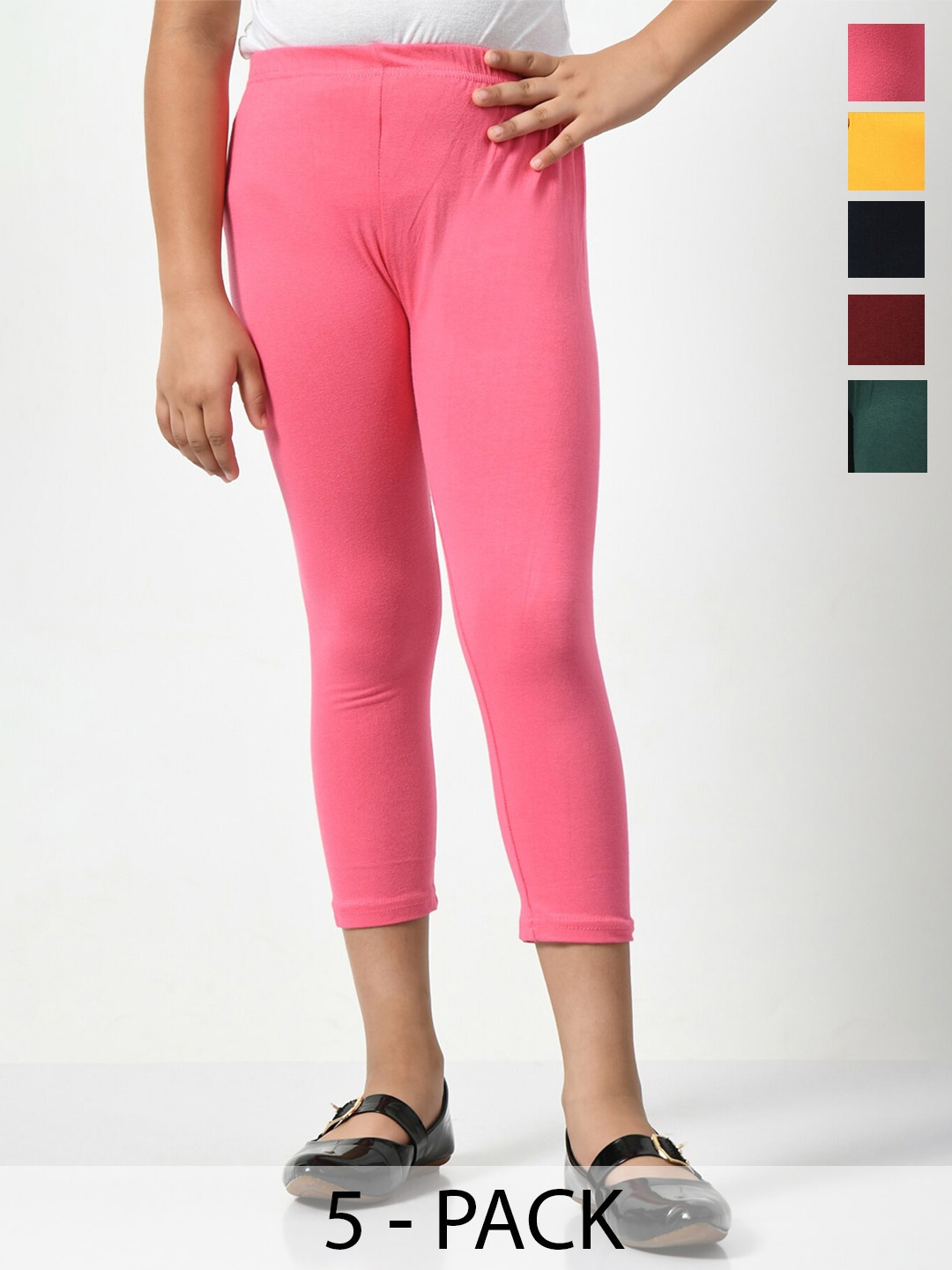 

BAESD Girls Pack Of 5 Mid-Rise Regular Fit Capris, Green