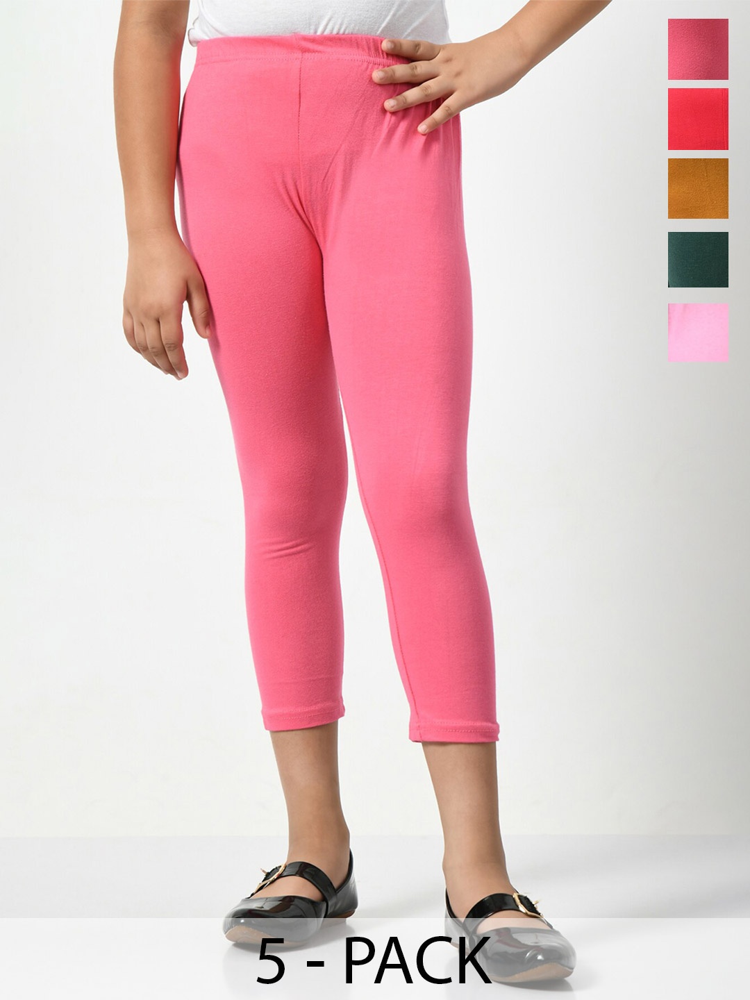 

BAESD Girls Pack Of 5 Mid-Rise Capris, Pink