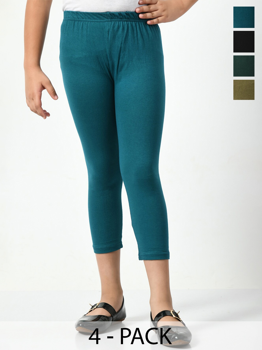 

BAESD Girls Pack Of 4 High-Rise Comfortable Capris, Teal