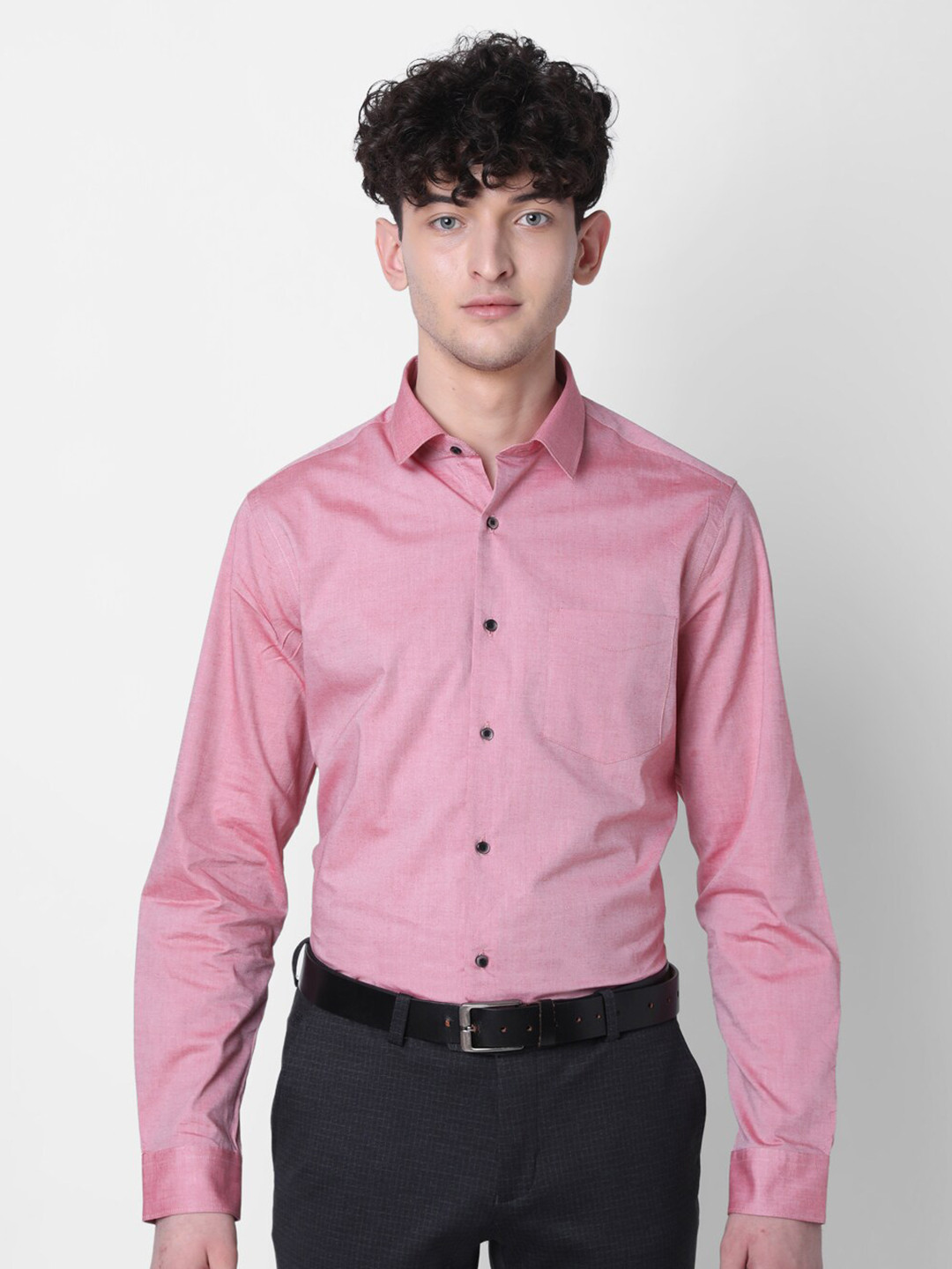 

J Hampstead Classic Opaque Cotton Formal Shirt, Pink