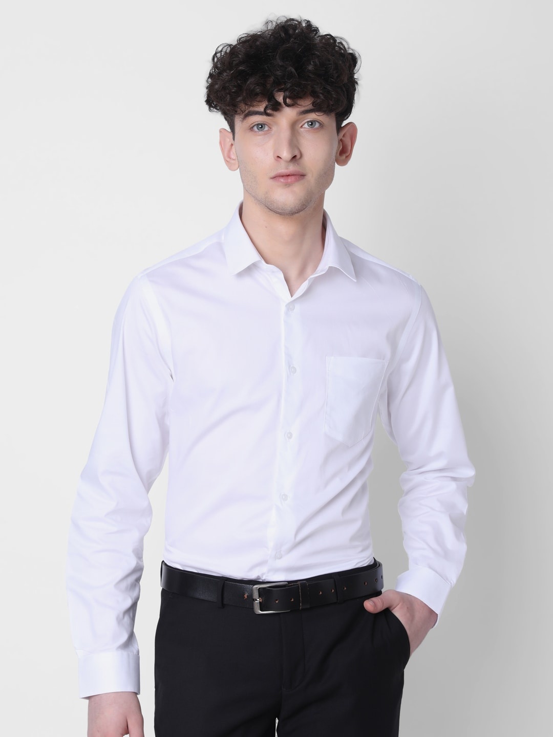 

J Hampstead Classic Slim Fit Opaque Cotton Formal Shirt, White