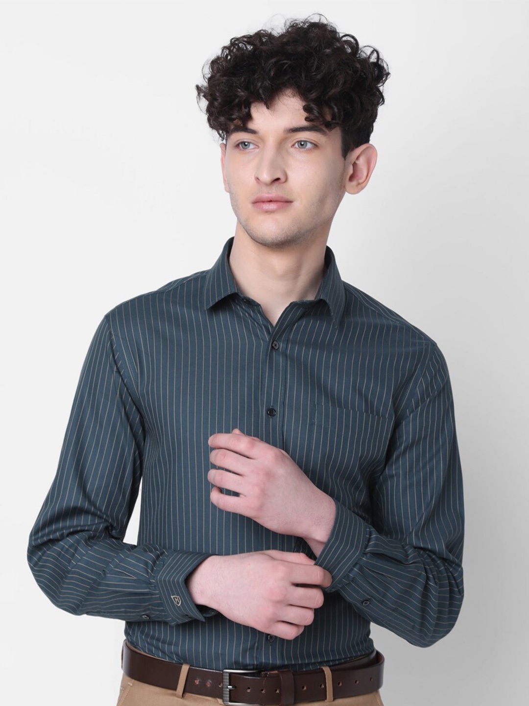 

J Hampstead Classic Opaque Striped Formal Shirt, Blue