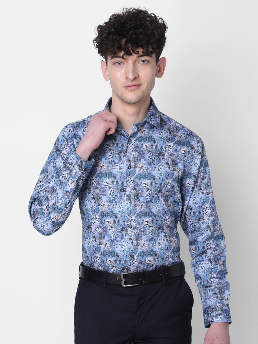 

J Hampstead Classic Opaque Abstract Printed Formal Shirt, Grey