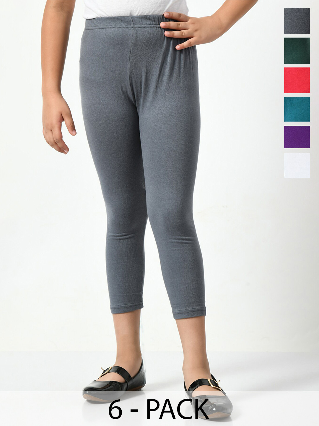 

BAESD Girls Pack Of 6 Skinny Fit Mid Rise Capris, Coral