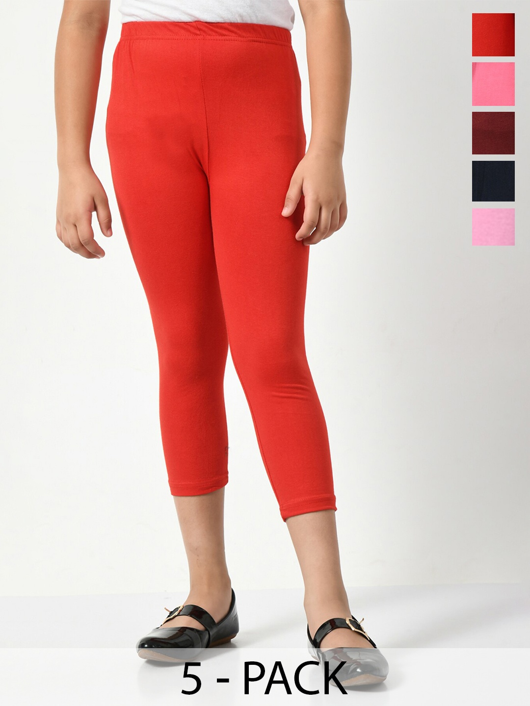 

BAESD Girls Pack Of 5 Mid-Rise Capris, Red
