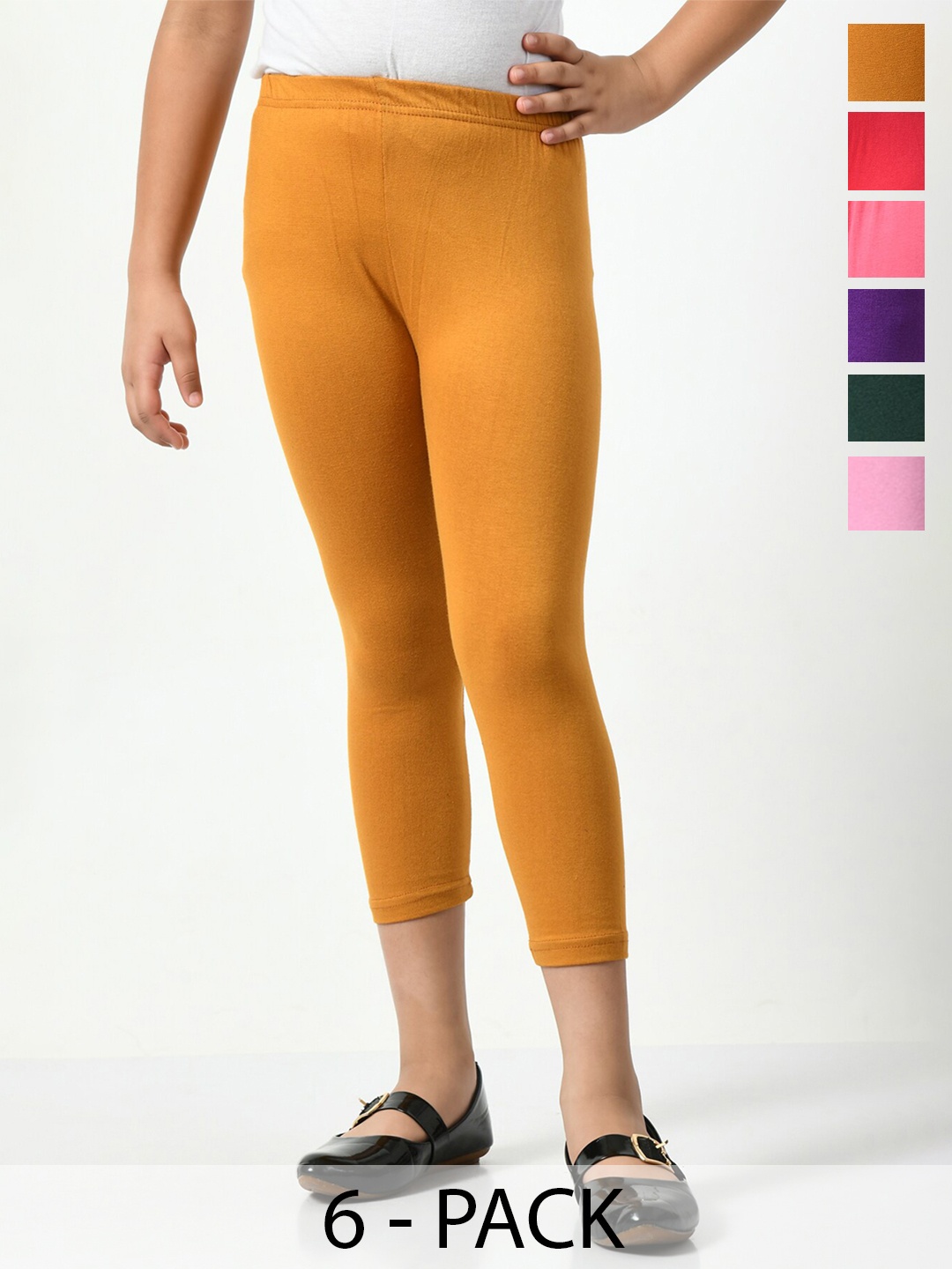 

BAESD Girls Pack Of 6 High-Rise Capris, Yellow