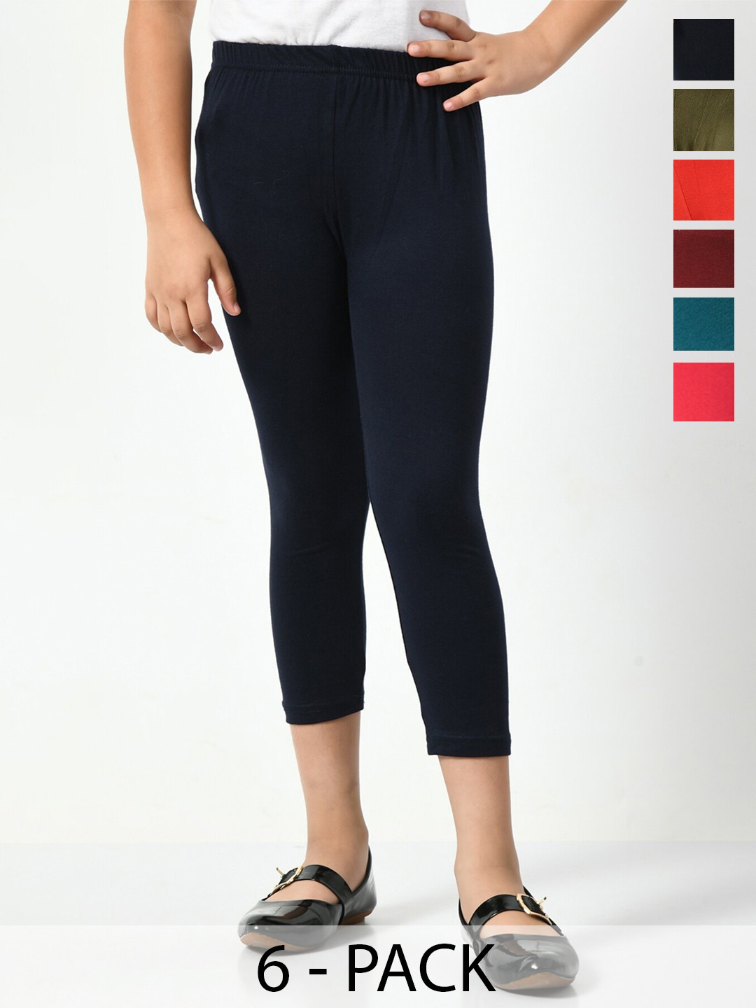 

BAESD Girls Pack Of 6 Mid-Rise Capris, Red