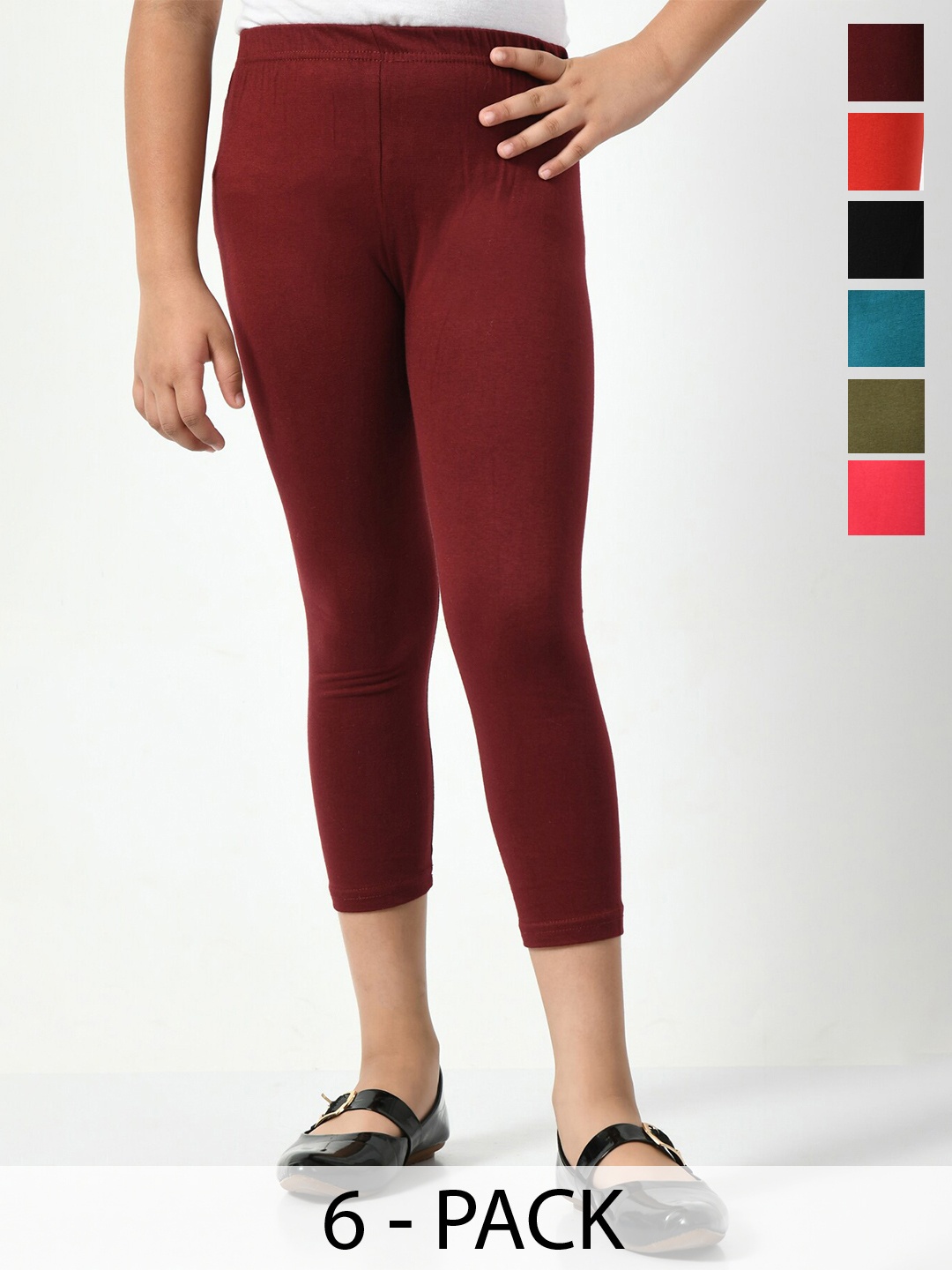 

BAESD Girls Pack Of 6 Capris, Red