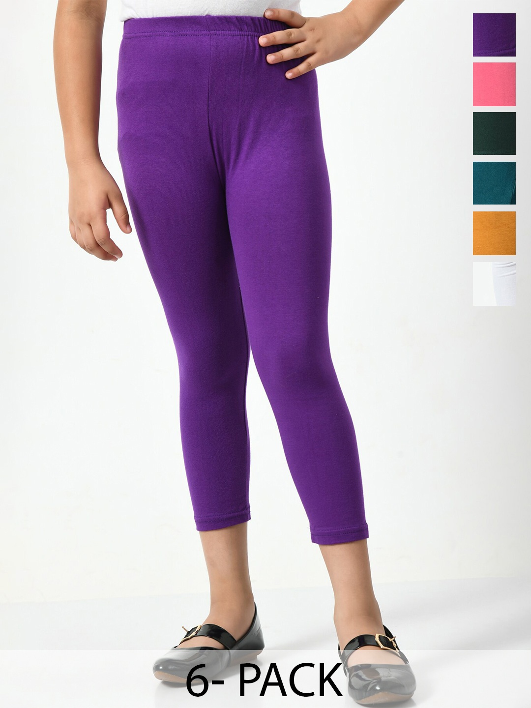 

BAESD Girls Pack Of 6 High-Rise Comfortable Capris, Purple