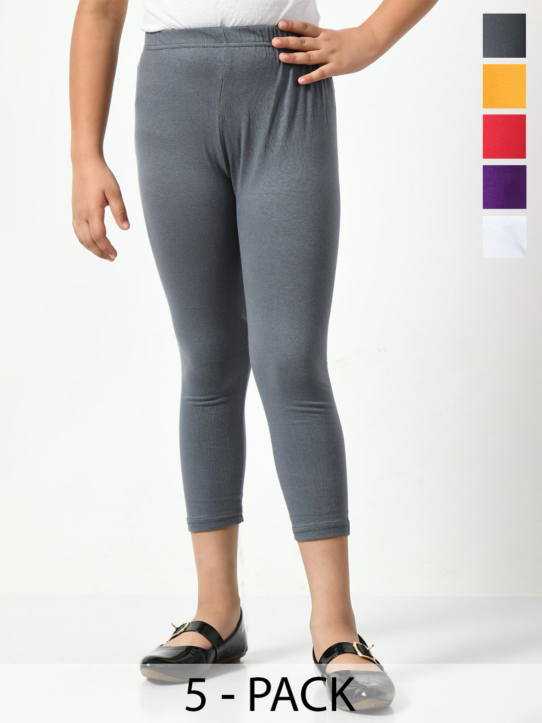 

BAESD Girls Pack Of 5 High-Rise Capris, Grey