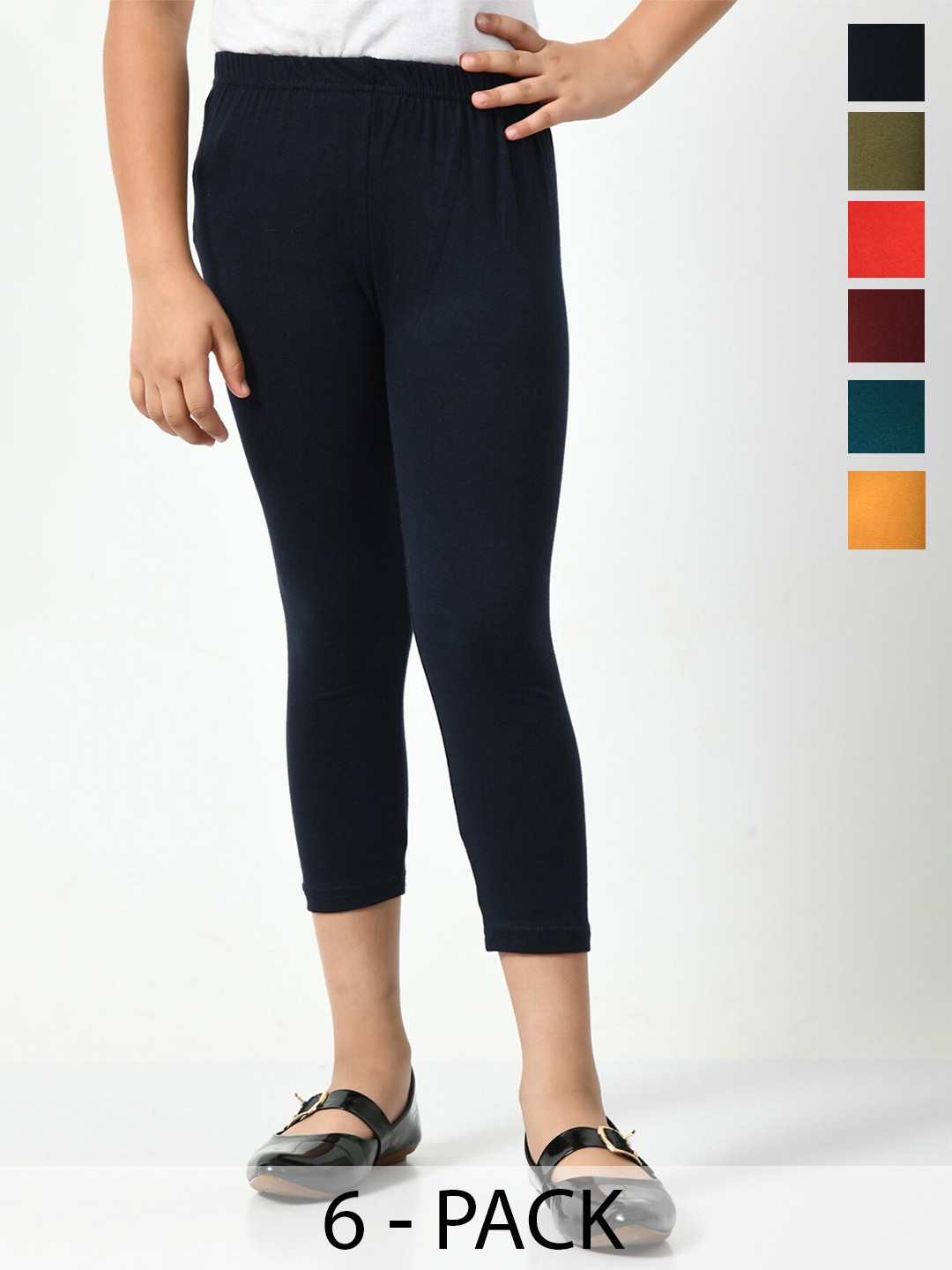

BAESD Girls Pack Of 6 Mid-Rise Capris, Navy blue