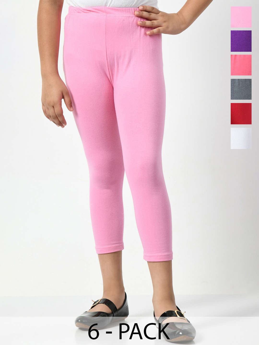 

BAESD Girls Pack of 6 High Rise Capris, Pink