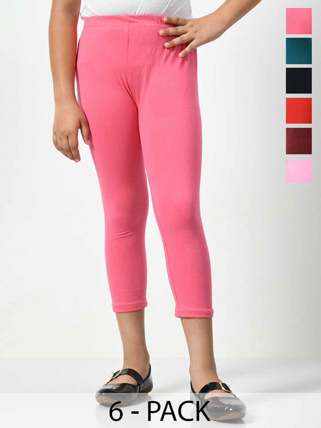 

BAESD Girls Pack Of 6 Mid-Rise Capris, Pink