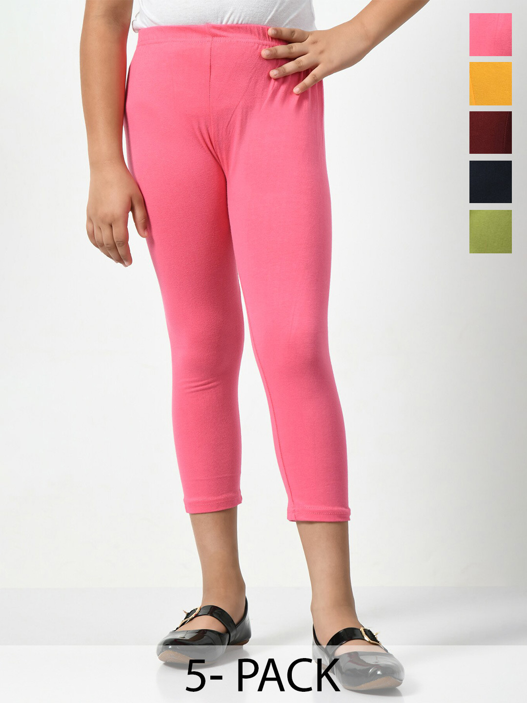 

BAESD Girls Pack Of 5 Mid-Rise Capris, Pink