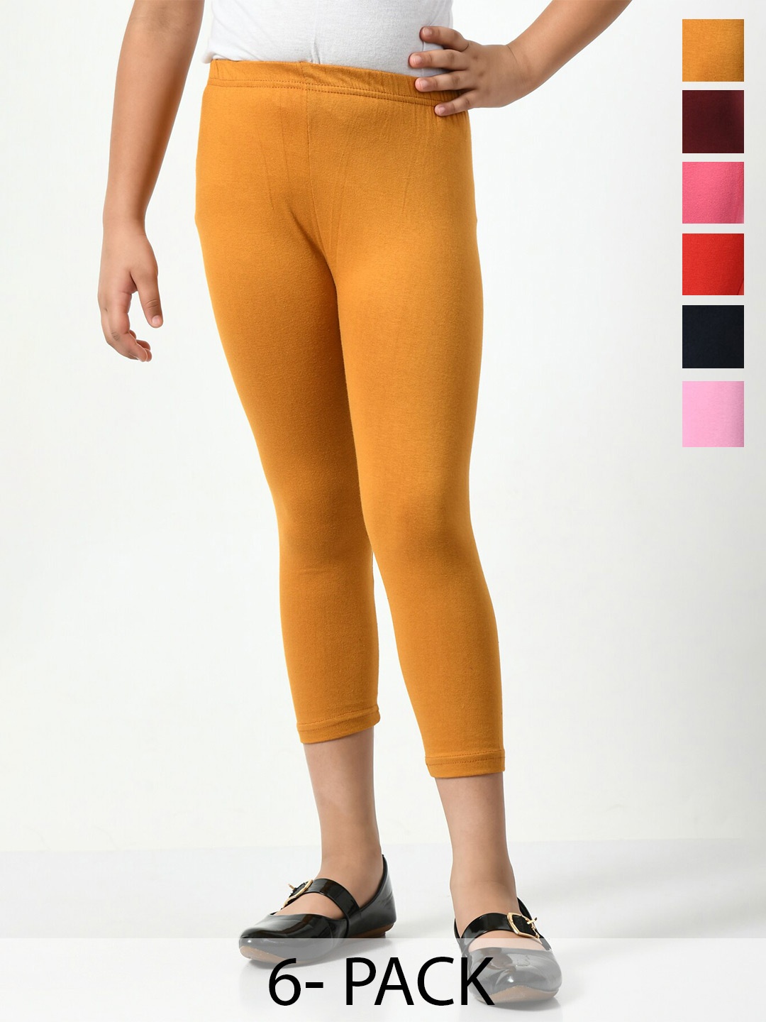

BAESD Girls Pack Of 6 Mid-Rise Capris, Yellow