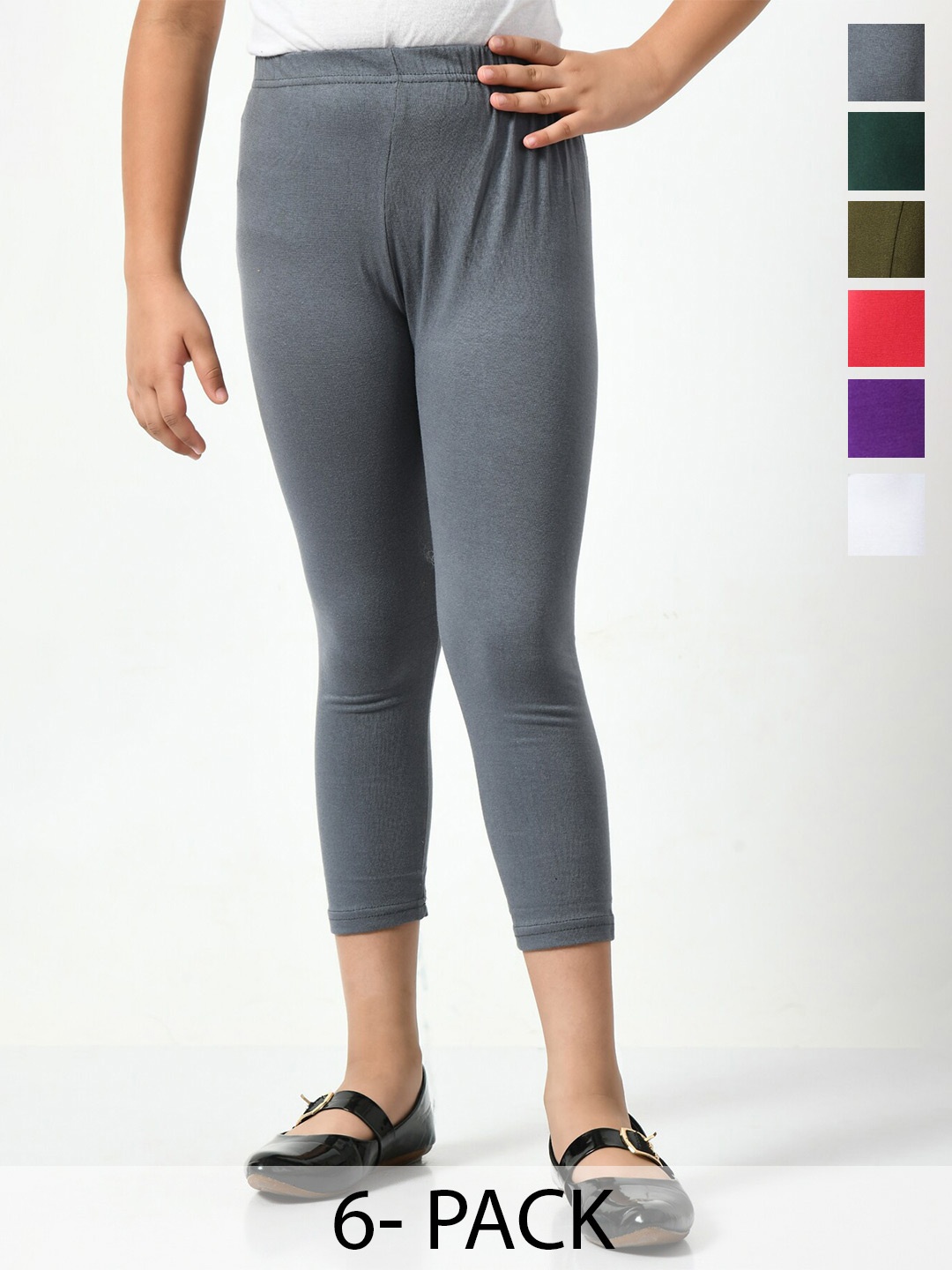 

BAESD Girls Pack Of 6 High-Rise Comfortable Capris, Grey