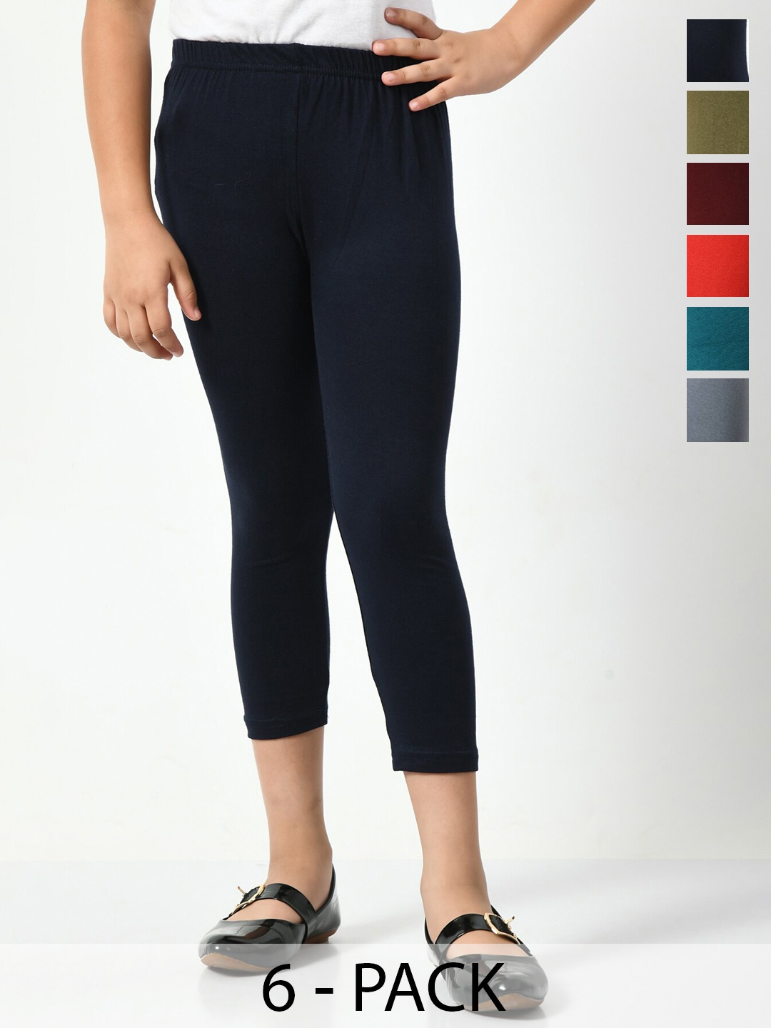 

BAESD Girls Pack Of 6 Skinny Fit Capris, Teal
