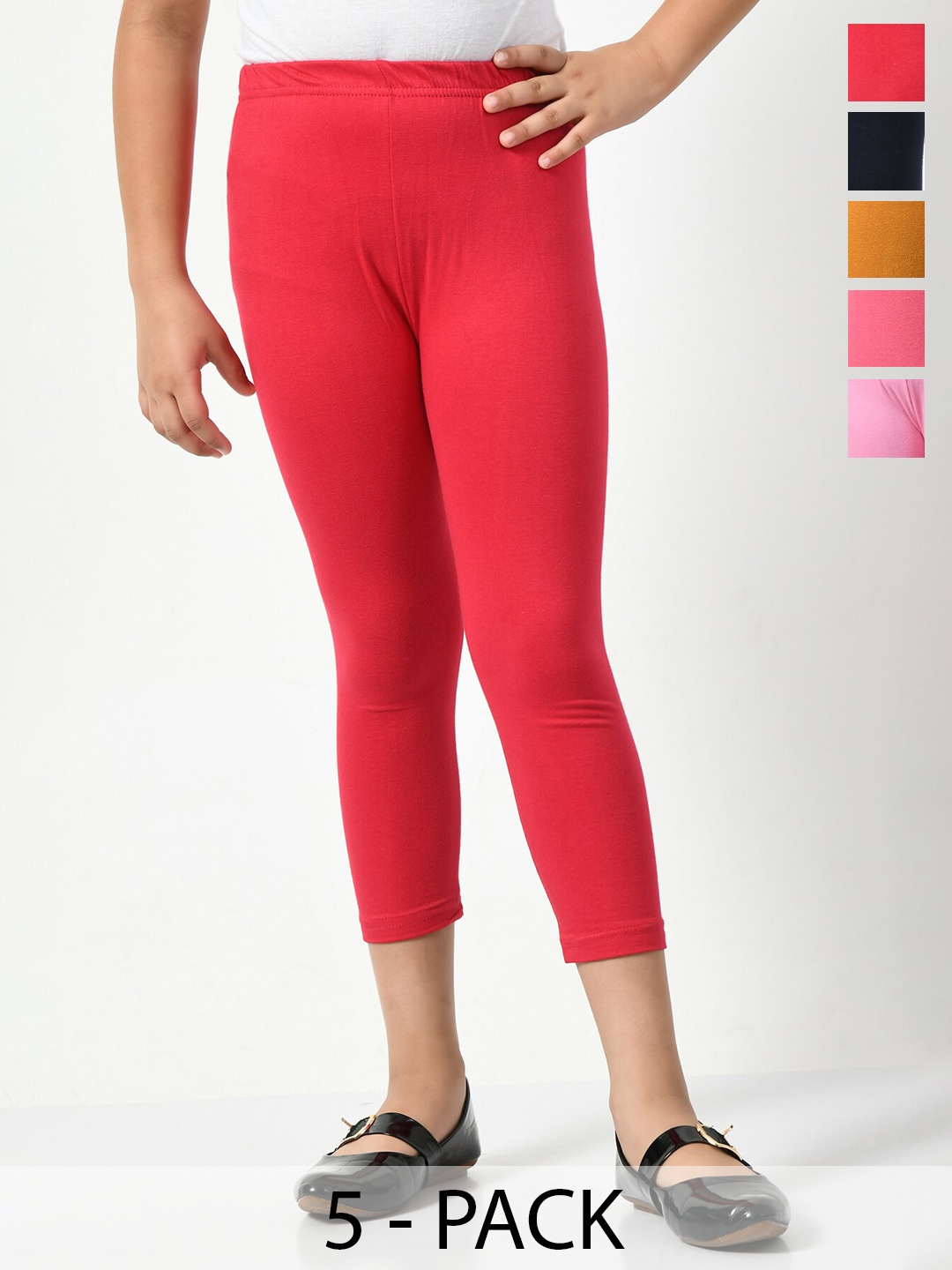 

BAESD Girls Pack Of 5 Mid-Rise Skinny Fit Capris, Coral
