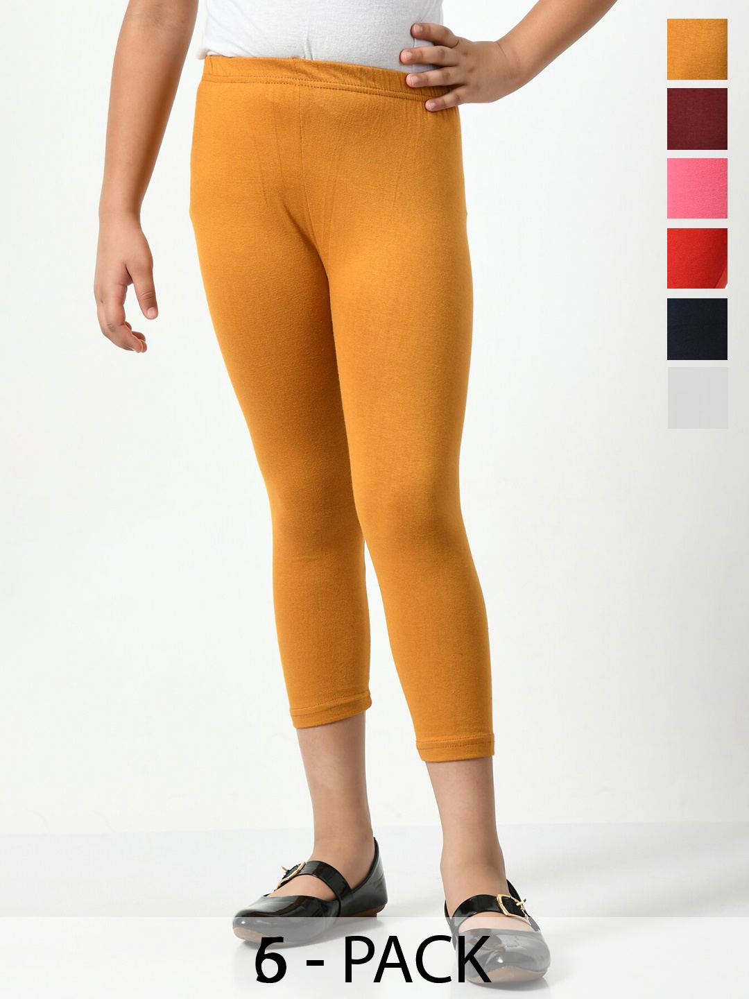 

BAESD Girls Pack of 6 Skinny Fit Capris, Mustard