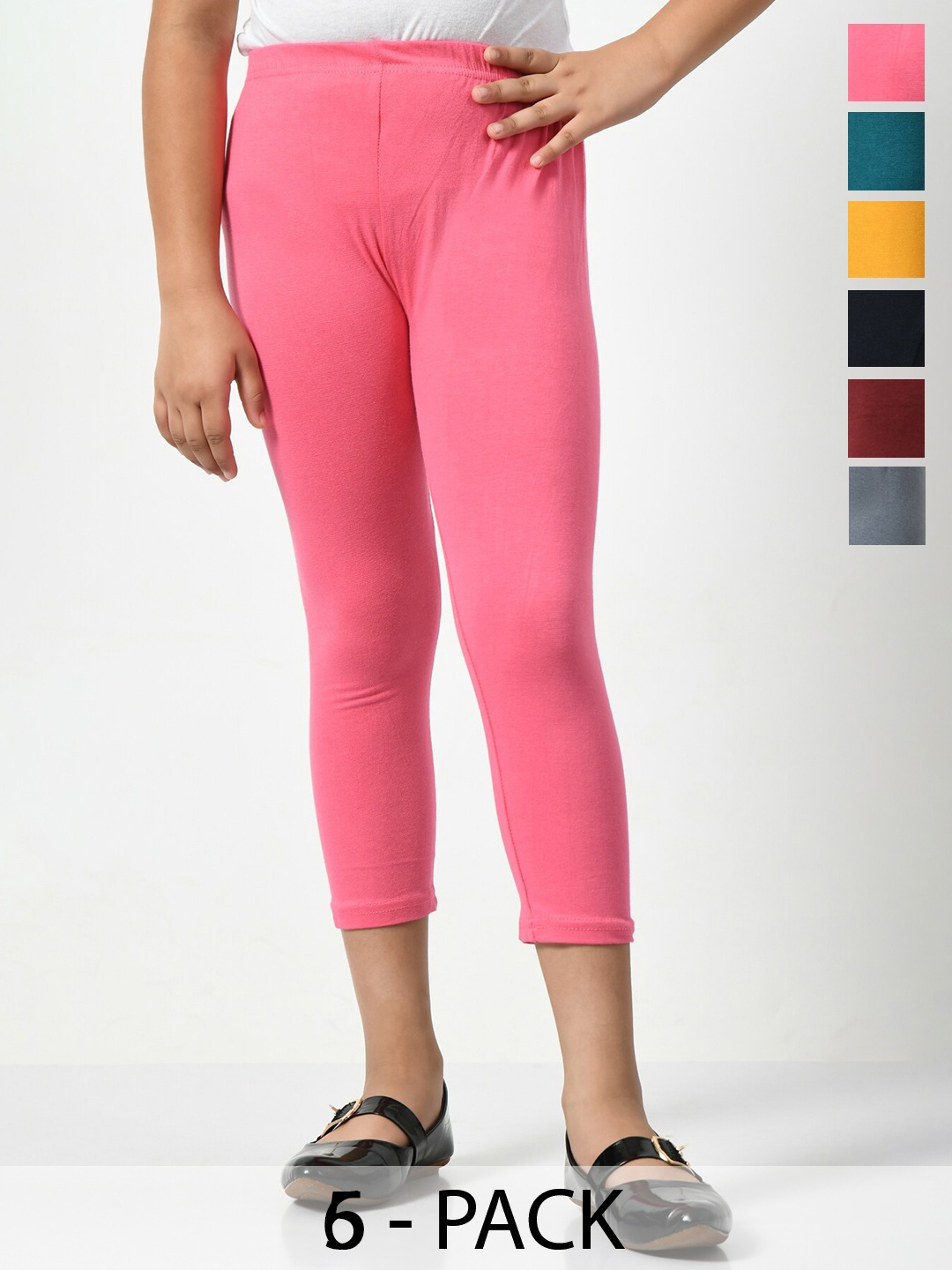 

BAESD Girls Pack of 6 Skinny Fit Capris, Pink