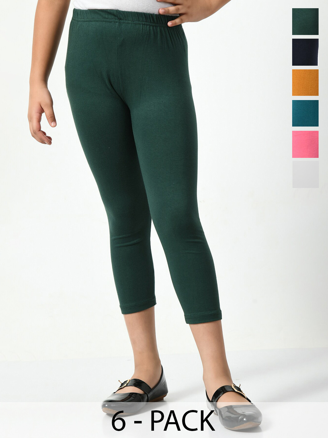 

BAESD Girls Pack of 6 Skinny Fit Capris, Green
